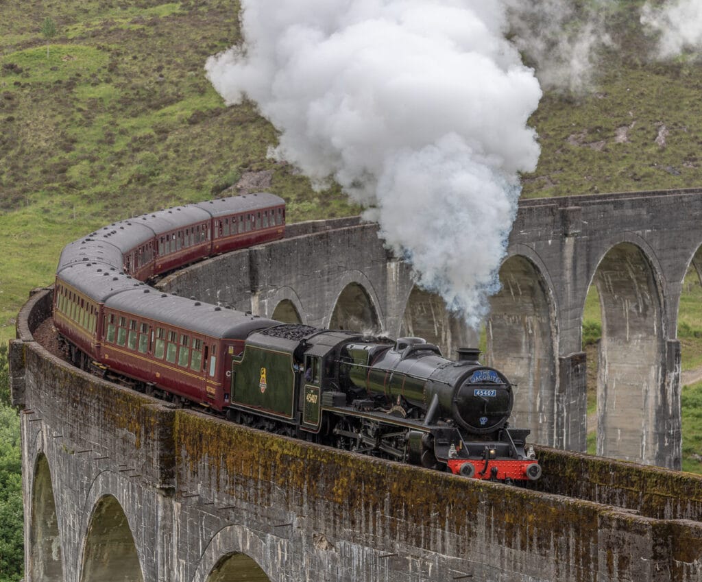 Jacobite steam train on Glenfinnan Viaduct 1