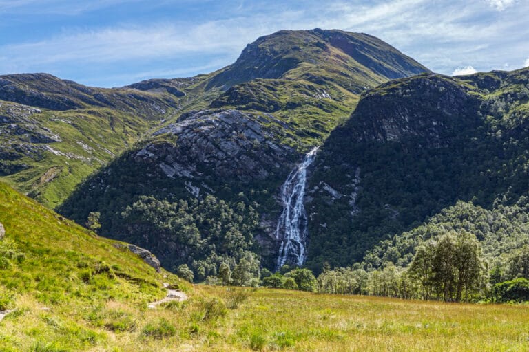 Steall Falls across the glen
